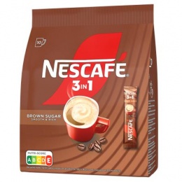 Instant kávé stick, 10x16,5 g, NESCAFÉ "3in1", barna cukorral